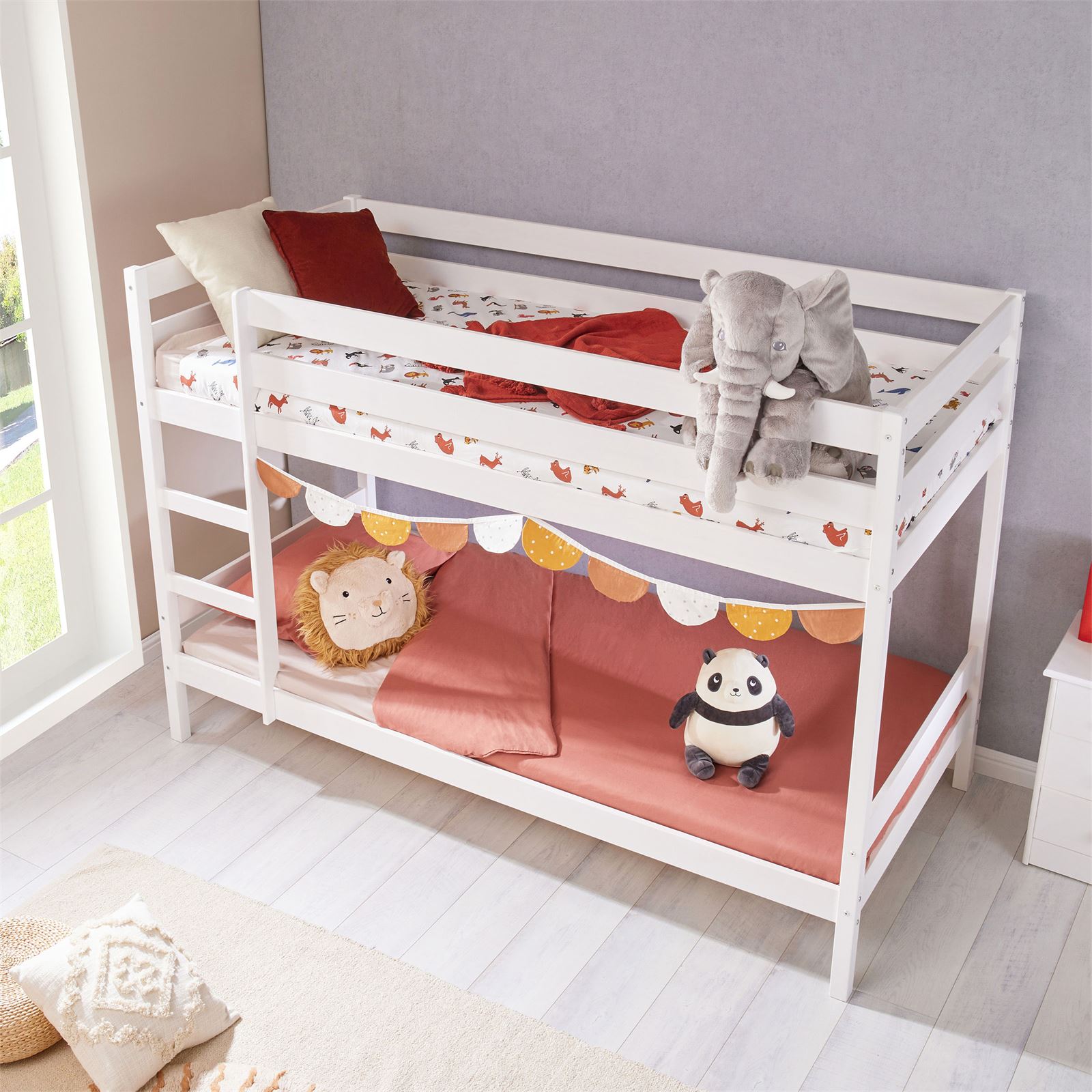 Etagenbett Doppelstockbett Hochbett Kinder Bett Kiefer massiv mit Leiter 90x200 