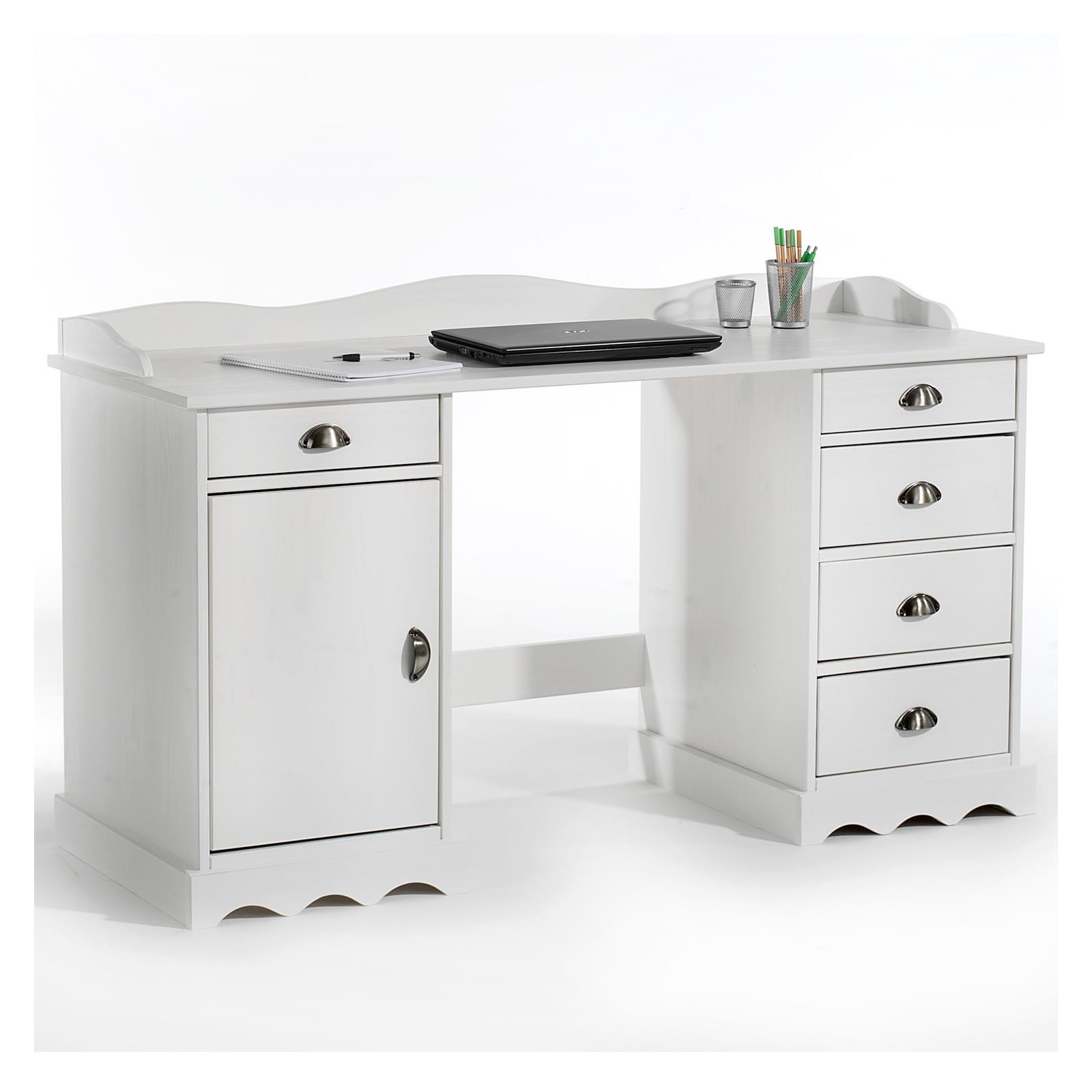 Schreibtisch mit Aufsatz in weiß | CARO-Möbel
