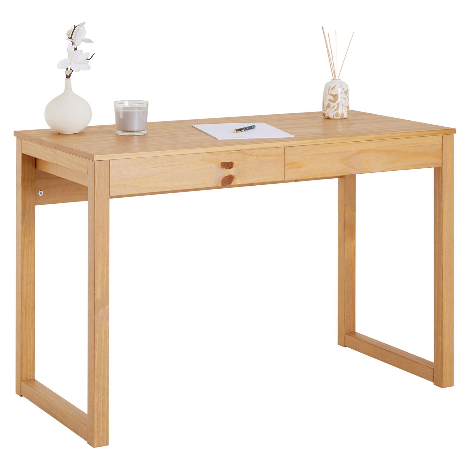 Schreibtisch aus Kiefer Tisch mit 2 Schubladen aus Massivholz