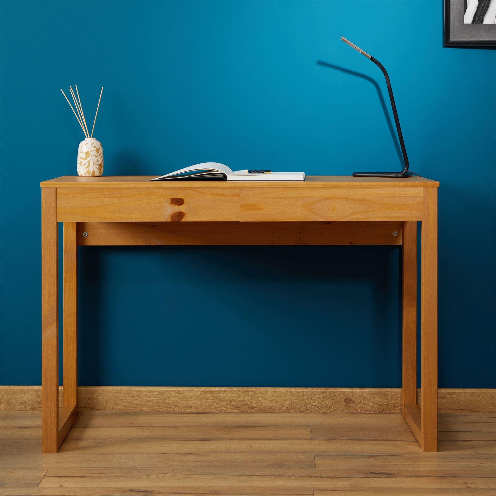 Schreibtisch aus Kiefer Tisch mit 2 Schubladen aus Massivholz