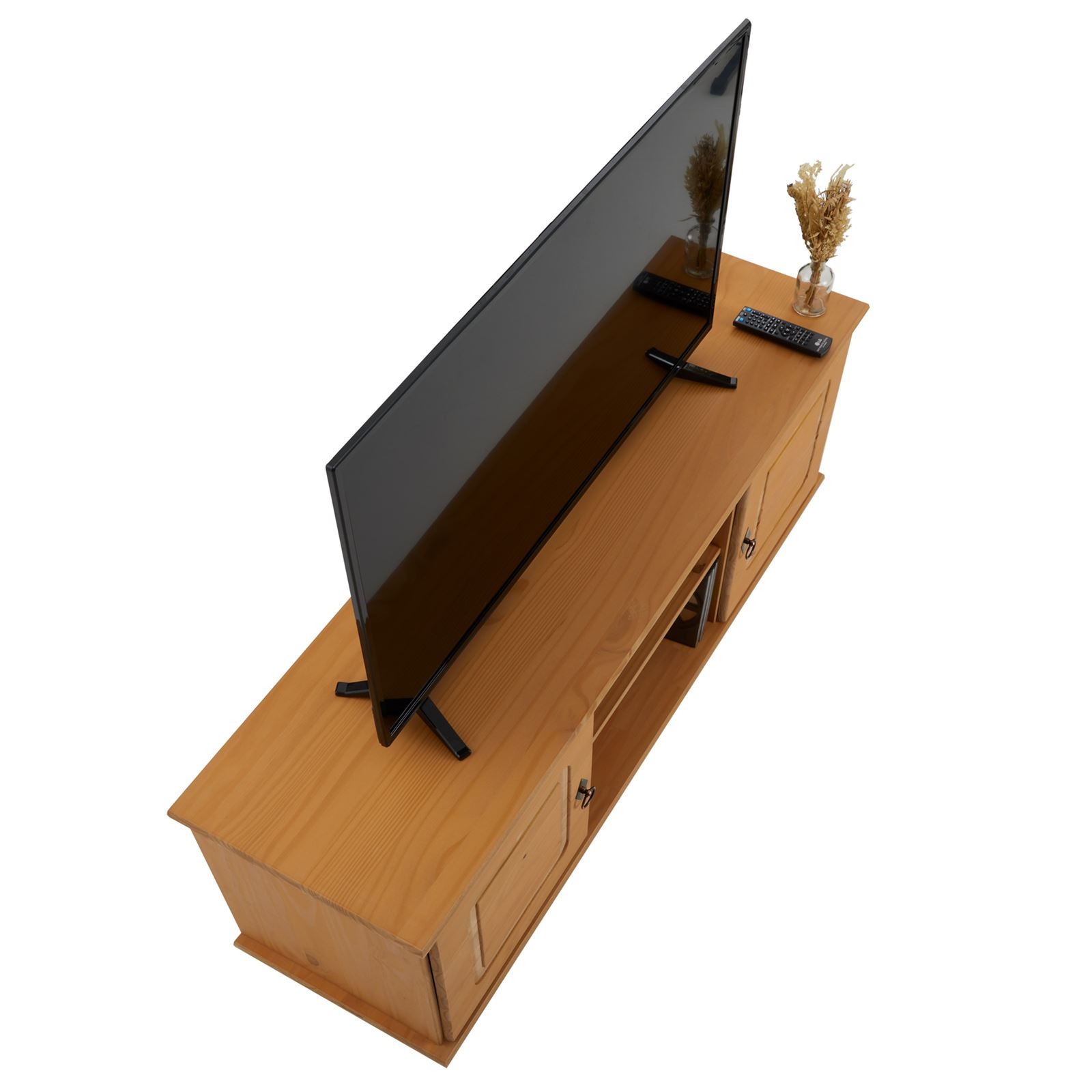 TV Lowboard Kiefer massiv 134 cm Fernsehtisch Schrank Bank Rack Möbel Kommode