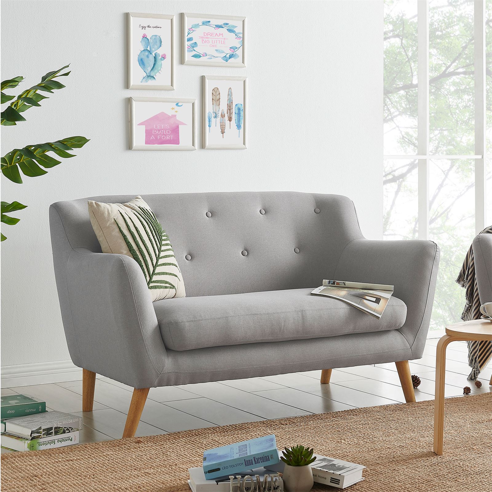 2-Sitzer Sofa CESENA in grau, Stoffbezug | CARO-Möbel