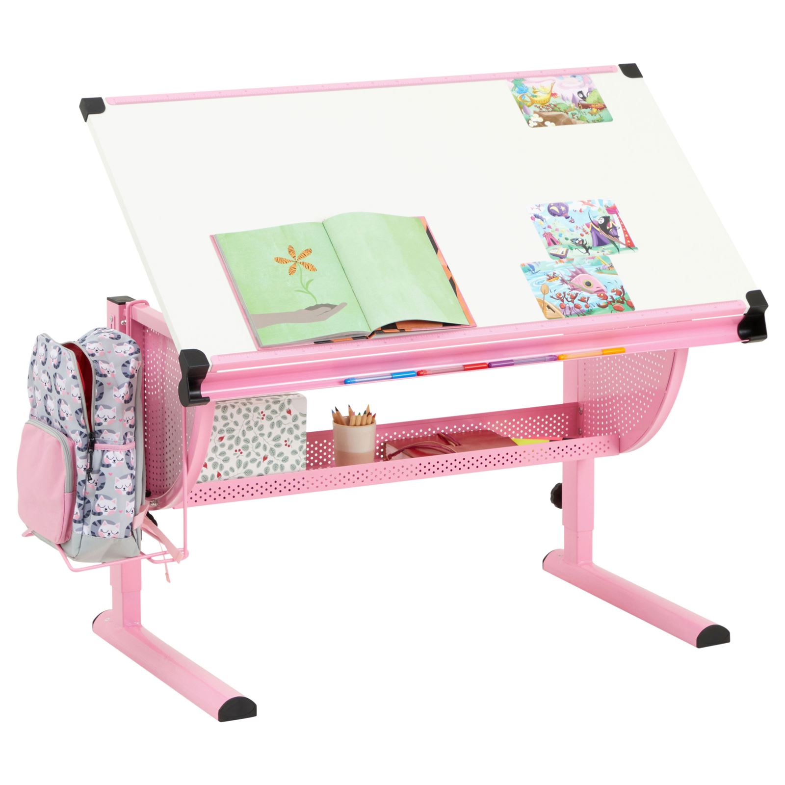 Kinderschreibtisch höhenverstellbar Schreibtisch neigbar Tisch mit Ablage