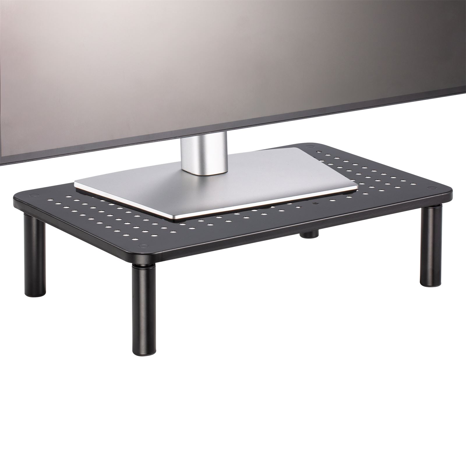 Schreibtischaufsatz höhenverstellbar, Monitorständer in Schwarz, Metall-Design HYDE Modernes