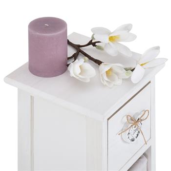 Schubladenschrank FLOWER, Paolownia-Holz weiß, mit 1 Schublade und 3 Körben