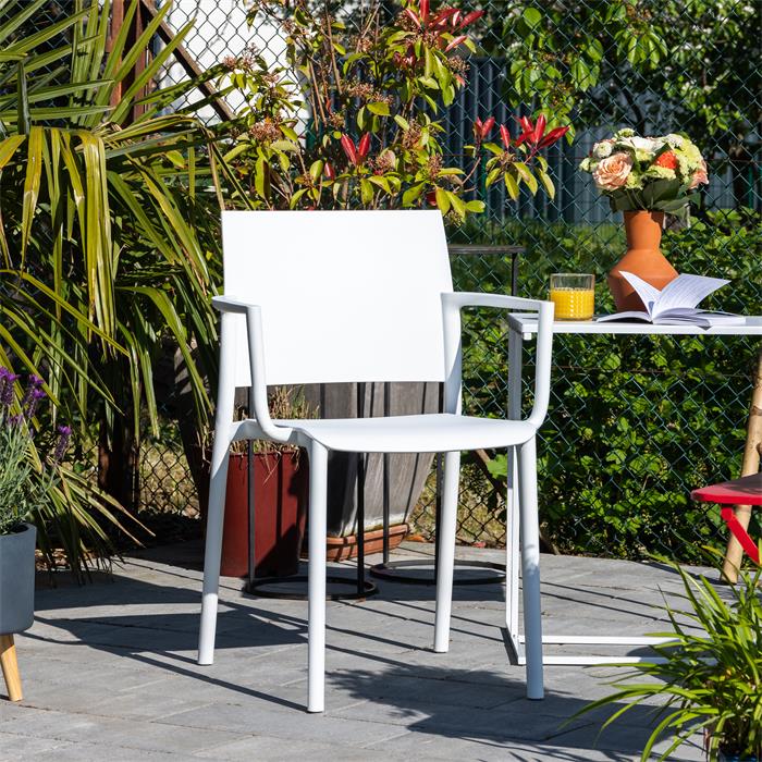 Gartenstuhl TERRA im 4er-Set, stapelbar, aus Kunststoff - weiß