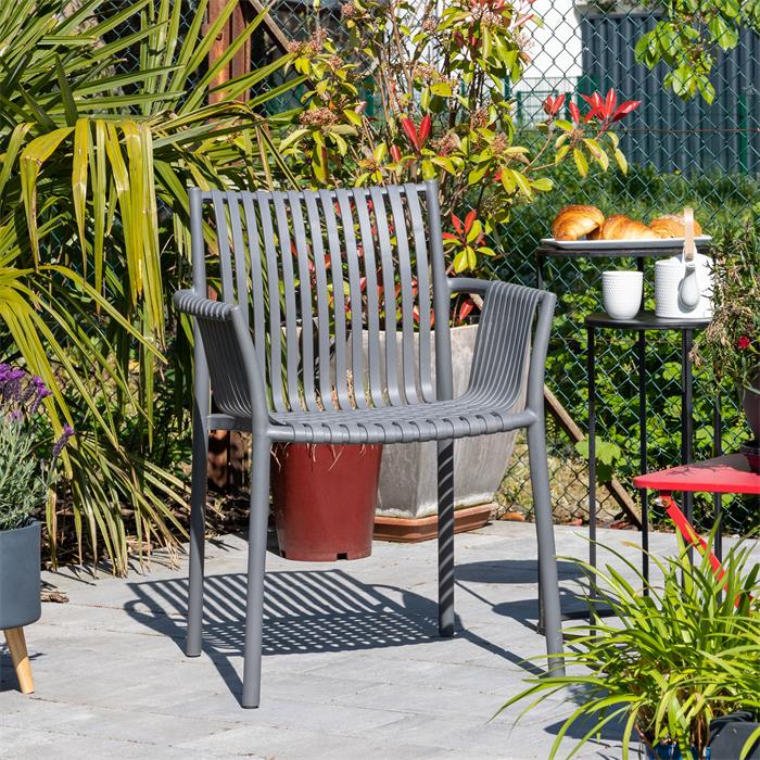 Gartenstuhl OLEA 4er Set, aus Kunststoff in grau