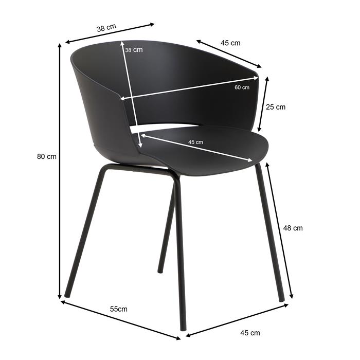 Gartenstuhl NIVEL 4er Set, aus Alu und Kunststoff in schwarz