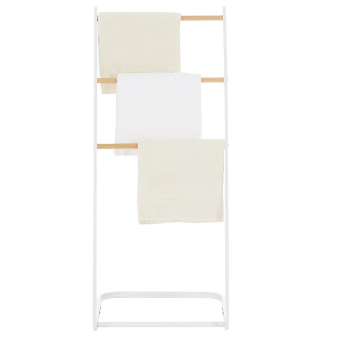 Handtuchhalter FLAVIA mit 3 Stangen aus Metall in weiß/natur