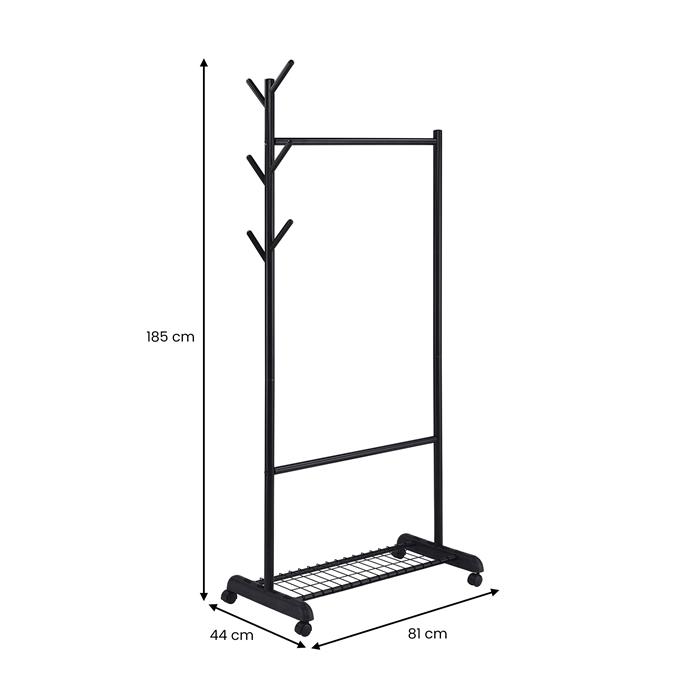 Kleiderständer AURIGO auf Rollen – Schwarz