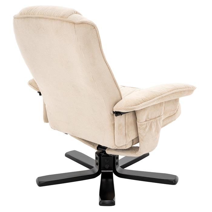 Relaxsessel CHARLY mit Hocker aus Kordstoff – Beige