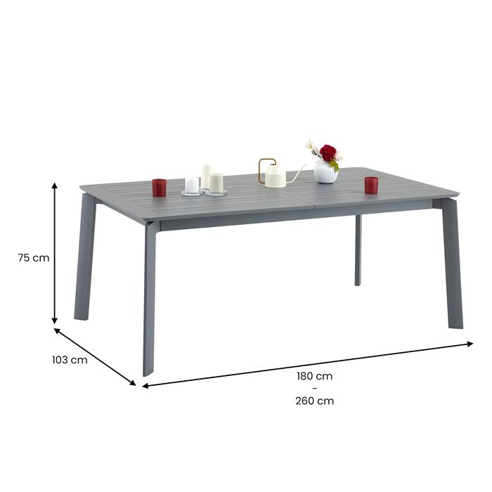 Gartenmöbel Set VERANO 1 Tisch und 6 Stühle - anthrazit/hellgrau