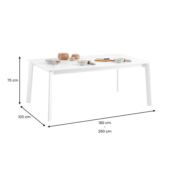 Gartenmöbel Set VERANO 1 Tisch und 6 Stühle - weiß/beige