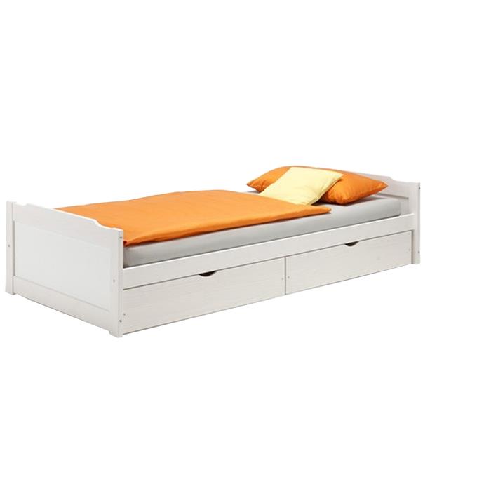 Bett mit Stauraum FRITZ 90x200 cm, in weiß