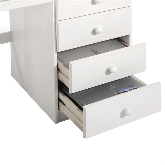 Schreibtisch MANAGER aus Kiefer mit 4 Schubladen, weiß