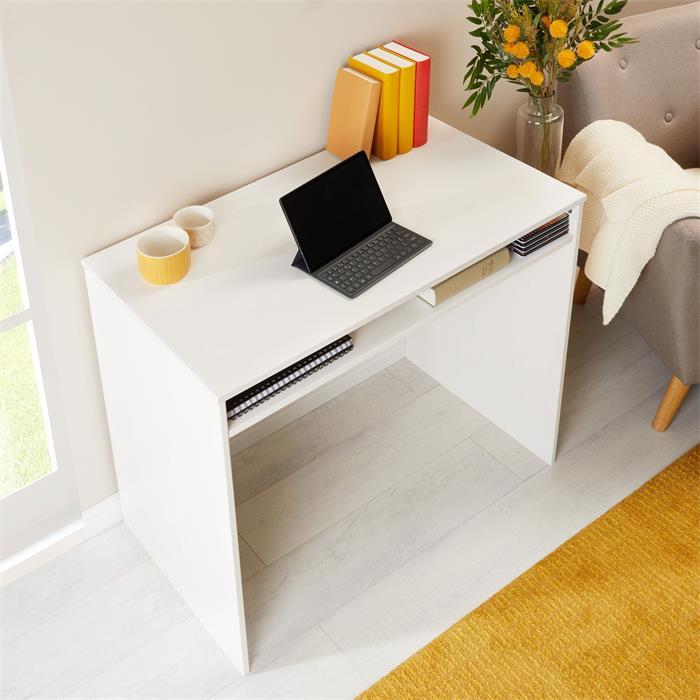 Schreibtisch ALICE mit Ablagefach in weiß