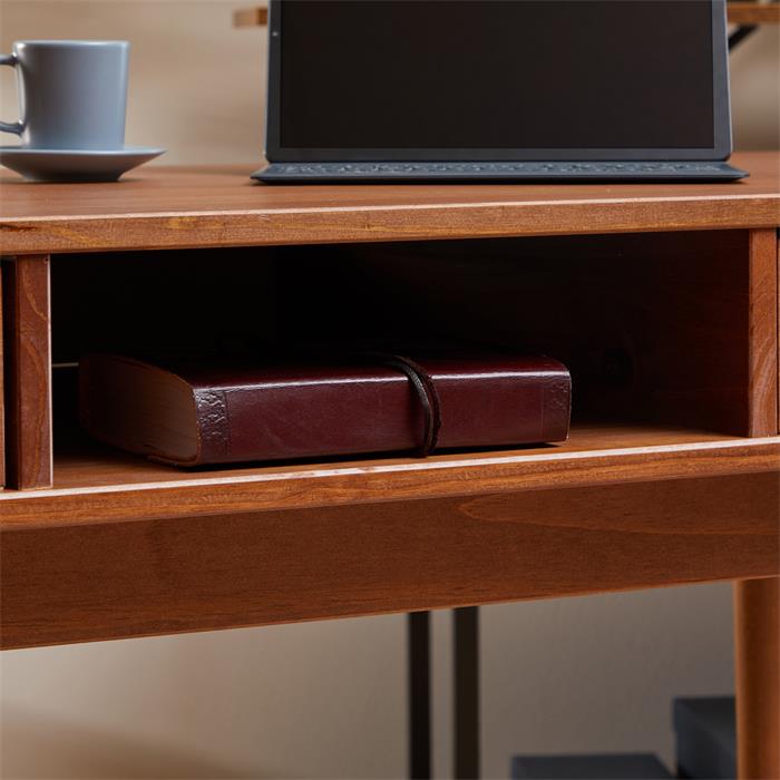 Schreibtisch STEFANO mit 2 Schubladen, aus Kiefer in kastanienfarbe
