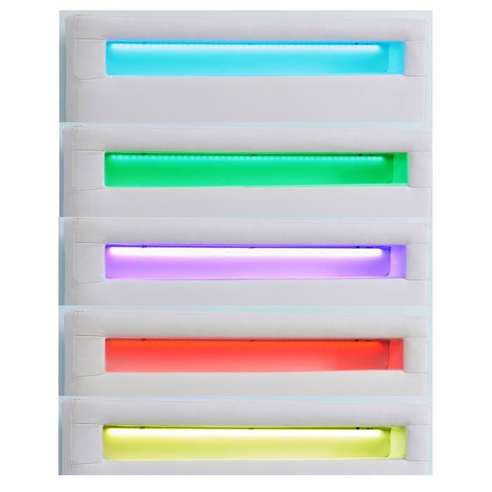 Polsterbett MIRASOL 120x200 cm, LED Beleuchtung, Kunstleder weiß