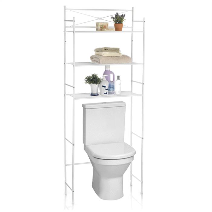 Toilettenregal MARSA mit drei Ablageflächen – Stilvoll und praktisch in Weiß