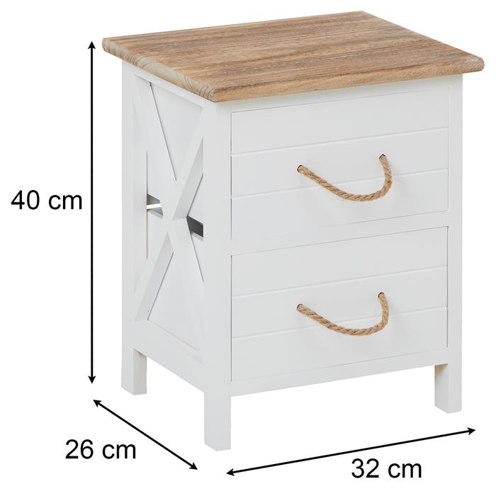 Nachttisch PERUGIA mit 2 Schubladen in weiß