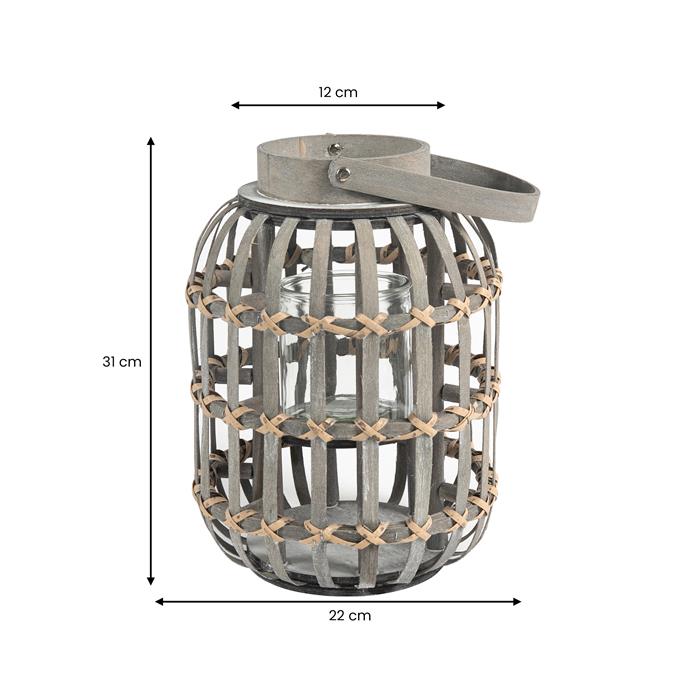 Laterne SOLA aus Weidengeflecht - Grau