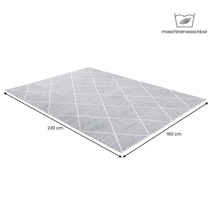 Waschbarer Teppich RHOMB 160 x 230 cm – Grau