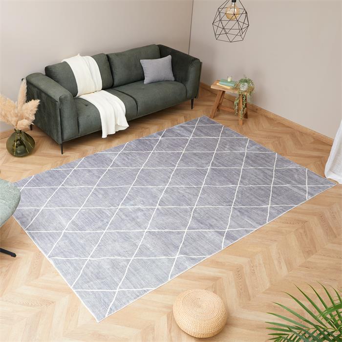 Waschbarer Teppich RHOMB 200 x 300 cm – Grau