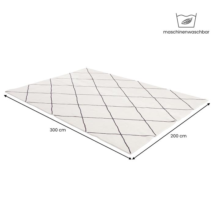 Waschbarer Teppich RHOMB 200 x 300 cm – Cremeweiß