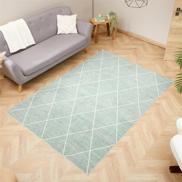 Waschbarer Teppich RHOMB 160 x 230 cm – Jadegrün