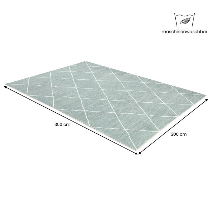 Waschbarer Teppich RHOMB 200 x 300 cm – jadegrün