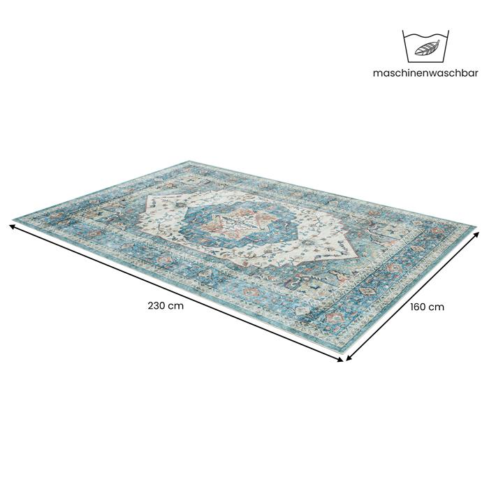 Waschbarer Teppich TRADITIONAL 160 x 230 cm – türkis/mehrfarbig