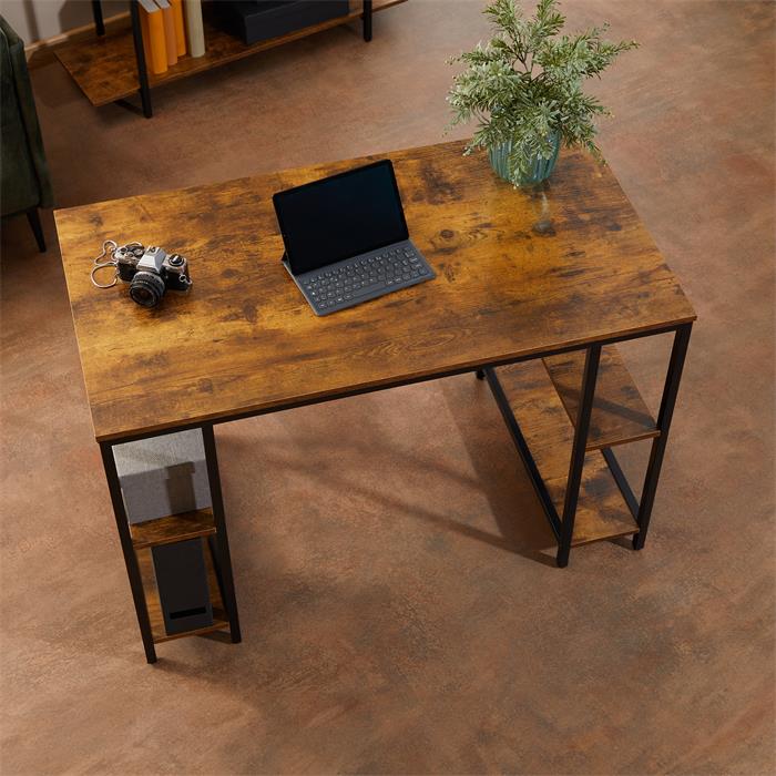 Schreibtisch EVORA Industrial mit 4 Ablagefächern, aus Metall und MDF in braun
