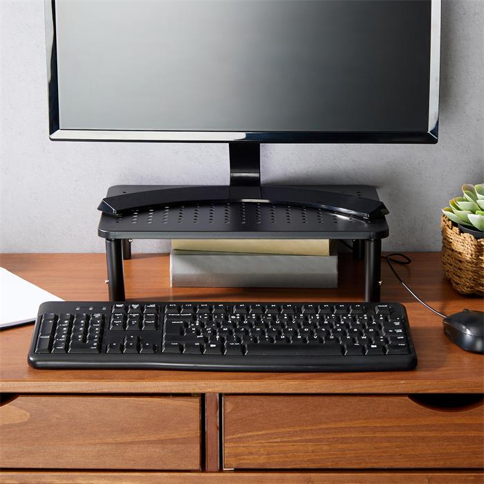 Monitorständer HYDE höhenverstellbar, Schreibtischaufsatz in Schwarz, Modernes Metall-Design