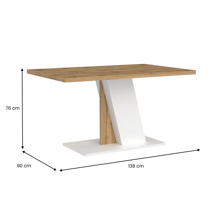 Esstisch FICO 138 x 90 cm - Wotan Eiche/Weiß