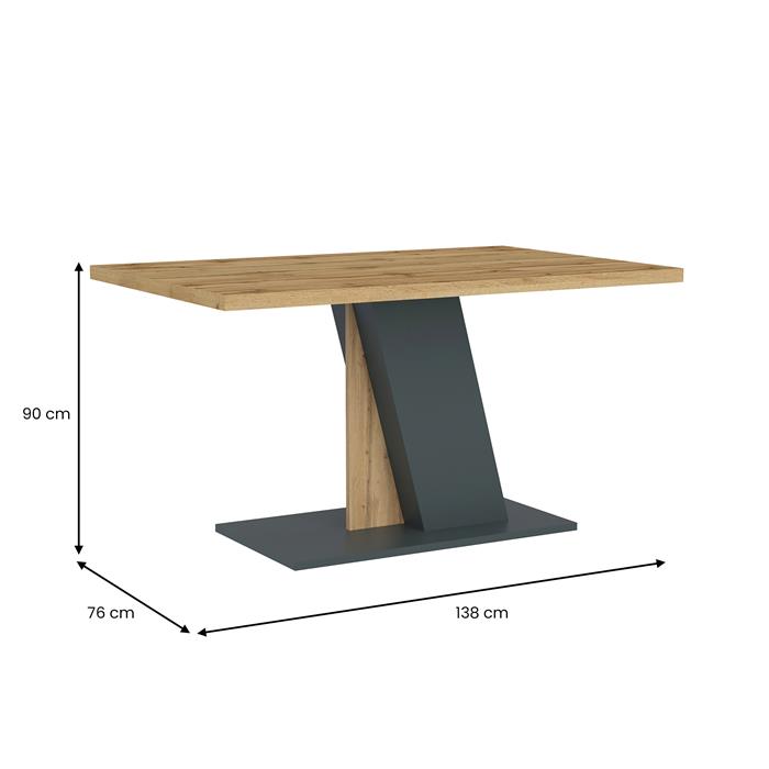 Esstisch FICO 138 x 90 cm - Wotan Eiche/Grau