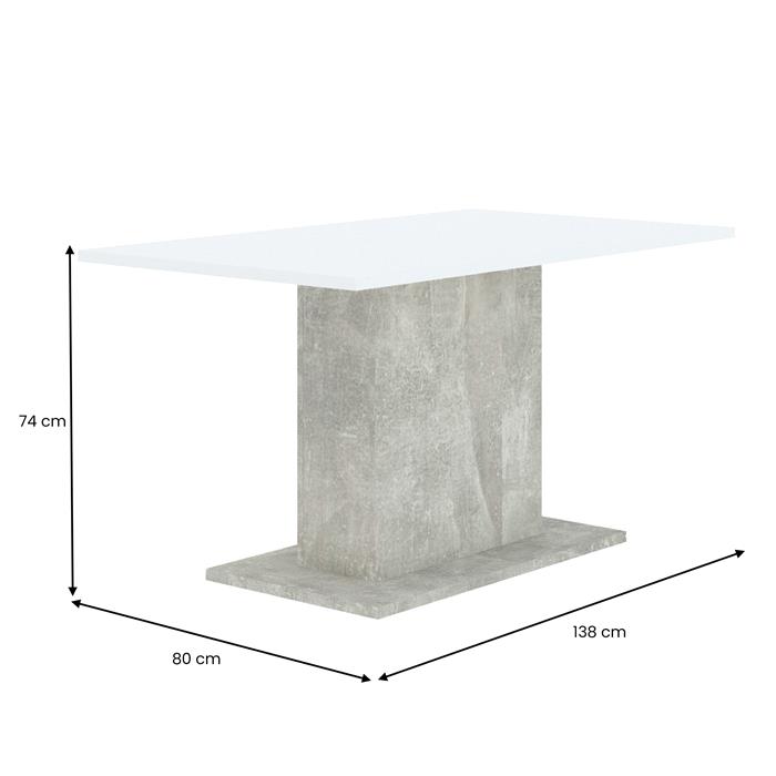 Esstisch EXTENSO 138 x 80 cm - Betonoptik/Weiß